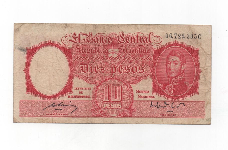 ARGENTINA DEL AÑO 1935 DE 10 PESOS